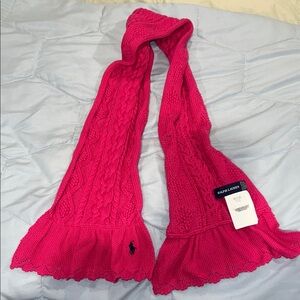 Ralph Lauren Vibrant Pink Cable Knit Scarf